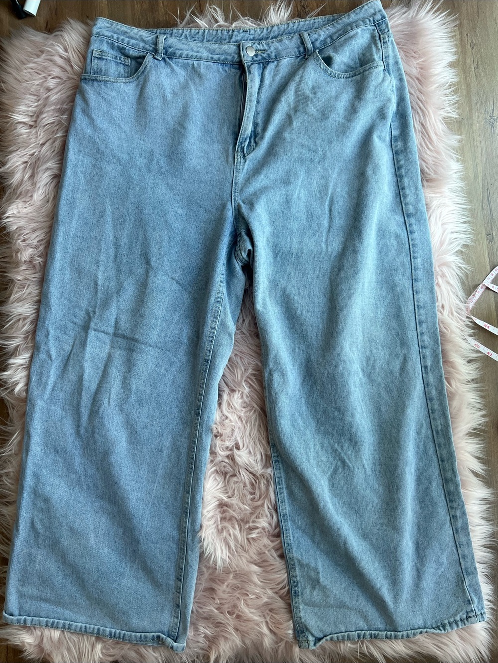 SHEIN Light Blue Relaxed Wide-Leg Women’s Jeans Denim Plus Size